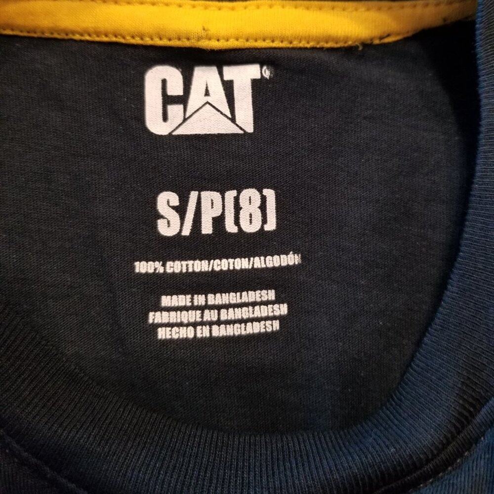 NWT CAT Caterpillar Equipment Boys LS T-shirt Size S 8 Black White Logo & Sleeve - Picture 4 of 5